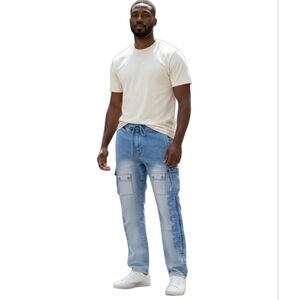 Aologne Stand Alone Royal Blue Wash Cargo Joggers. XL.